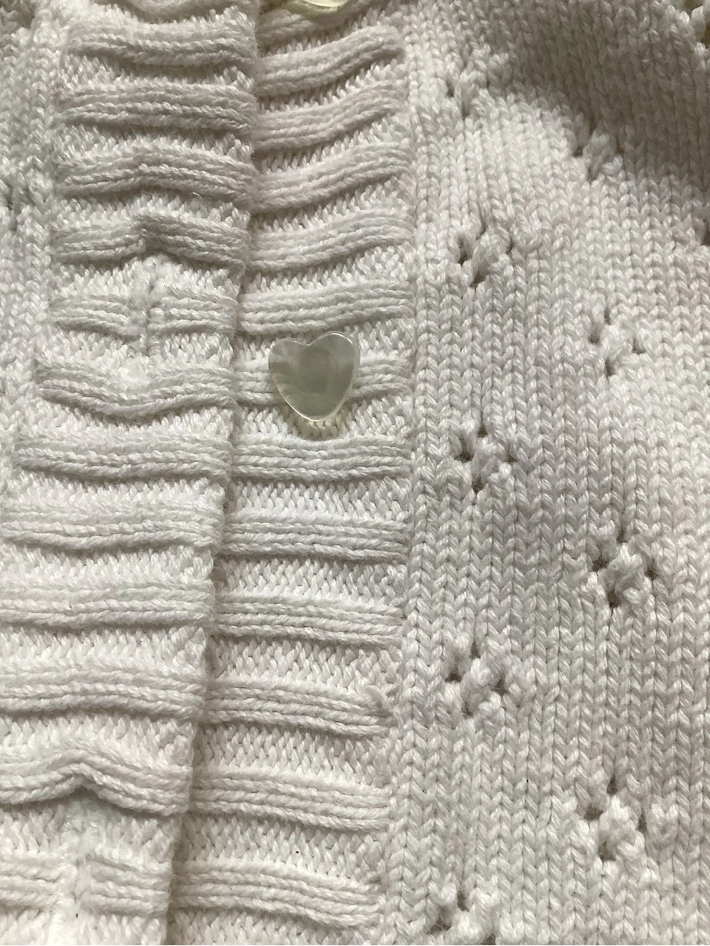 Gymboree Cream Eyelet Heart-Button Cardigan 100%Cotton